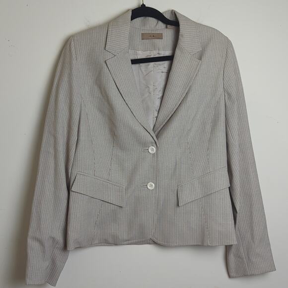 Minimalist Striped Blazer Two Button Structured Shoulders Women's 12 - Picture 1 of 13